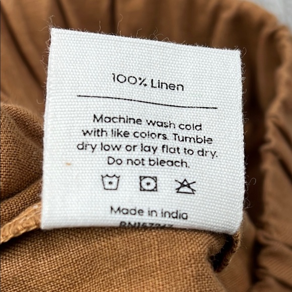 NEW MATE The Label S 100% Linen Sedona Brown Linen High Waisted Pant Pockets - Picture 11 of 13